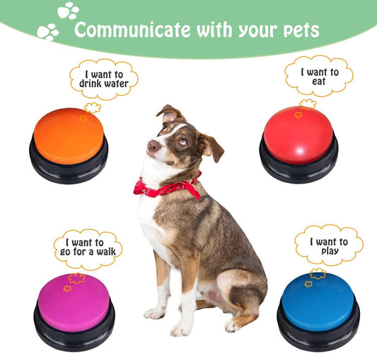 Voice Recording Pet Training Button – 30-Second Playback Buzzer for Dogs, Interactive Clicker Toy