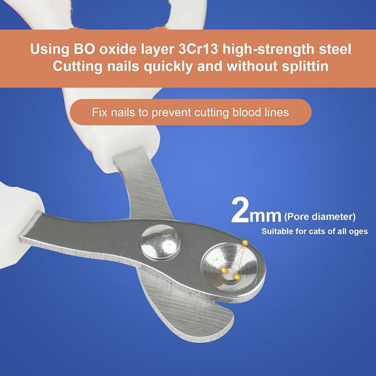 Cat Nail Clippers with Circular Cut Hole – Sharp Angled Blade Paw Trimmer for Safe Grooming