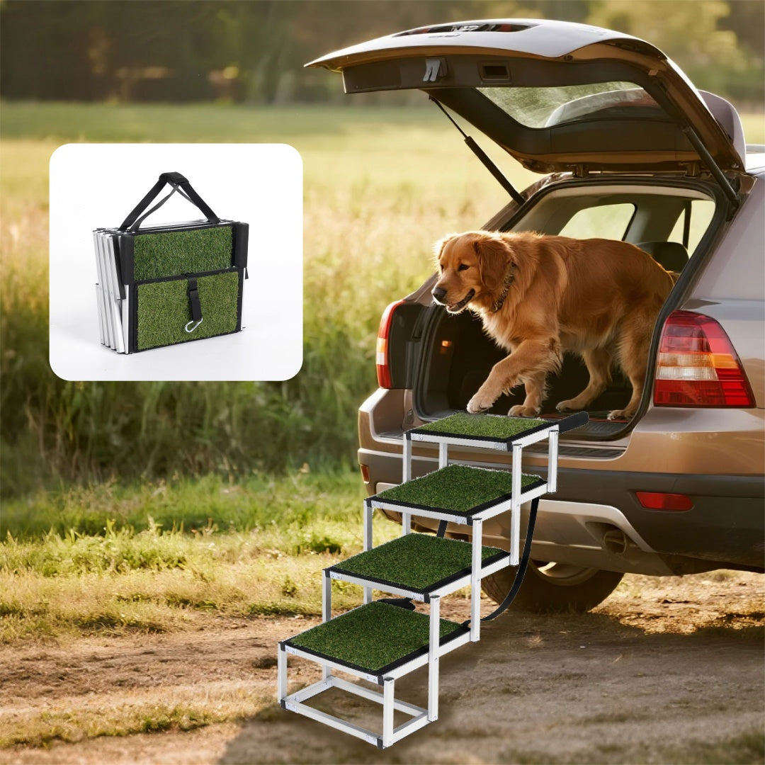 Foldable Dog Ramp for Cars & SUVs – Portable Non-Slip Stairs for Large Dogs, Supports Up to 250lbs