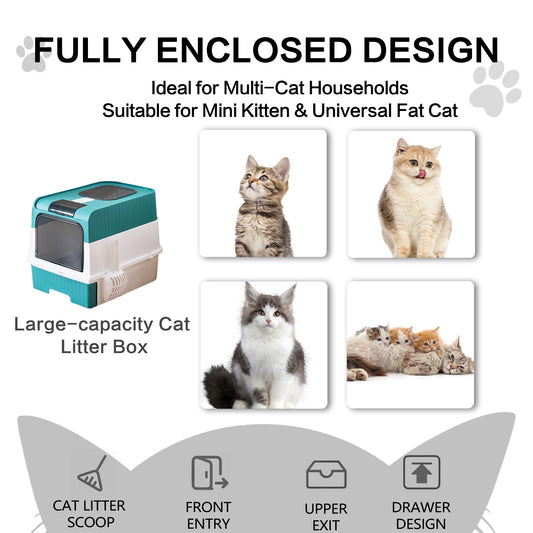 Super Large Capacity Cat Litter Box Easy to Clean Odorless Leak-Proof Comfortable Pet Toilet