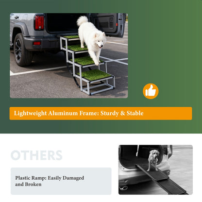 Foldable Dog Ramp for Cars & SUVs – Portable Non-Slip Stairs for Large Dogs, Supports Up to 250lbs