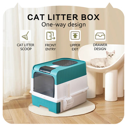 Super Large Capacity Cat Litter Box Easy to Clean Odorless Leak-Proof Comfortable Pet Toilet
