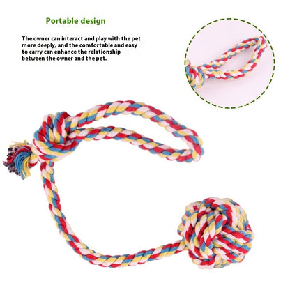 Pet Bite Rope Hand Pull Drag Ball Cotton Rope Toy Durable Chew Tug Toy For Dogs Interactive Training Play