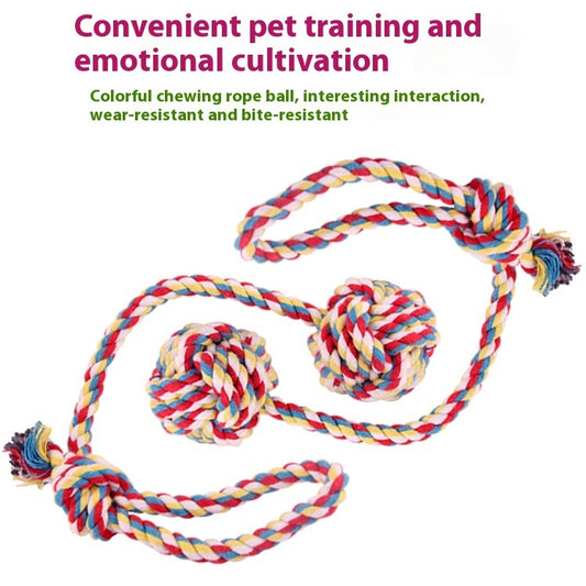 Pet Bite Rope Hand Pull Drag Ball Cotton Rope Toy Durable Chew Tug Toy For Dogs Interactive Training Play