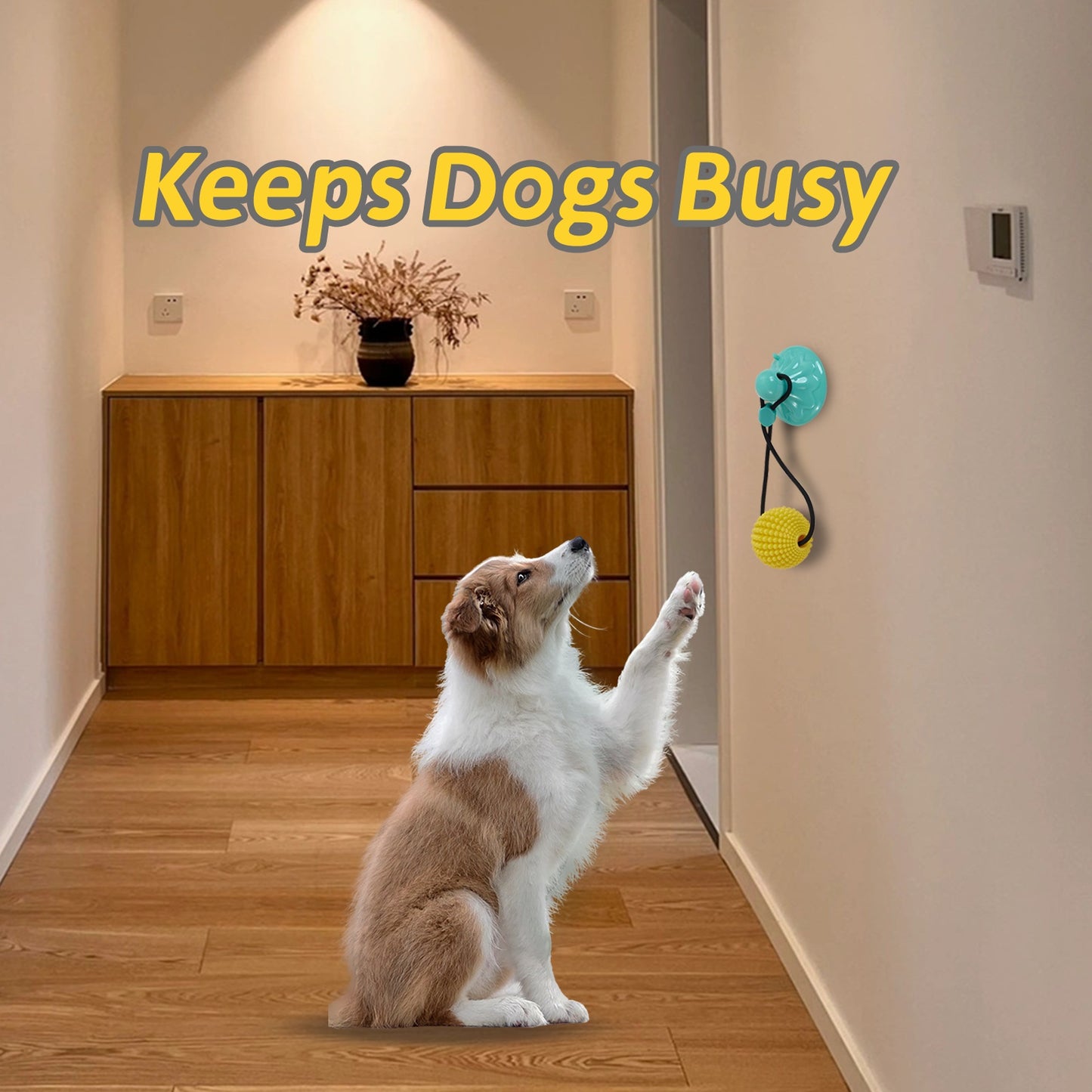 Corn Ball Dog Chew Toy with Suction Cup – Tug-of-War, Teething & Teeth Cleaning Toy for Medium & Large Dogs