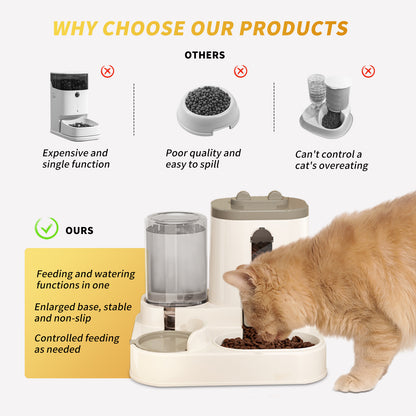 Fully Automatic 2-in-1 Cat Food & Water Dispenser – Keep Your Kitty Happy & Hydrated!