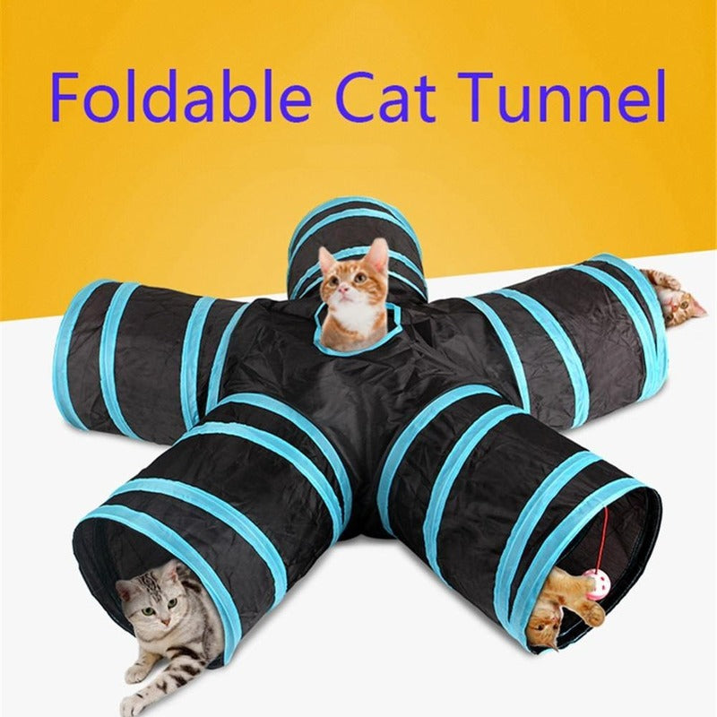 Foldable Pet Tunnel Tent – Multi-Channel Indoor Playhouse for Cats & Dogs (2–5 Way Options)