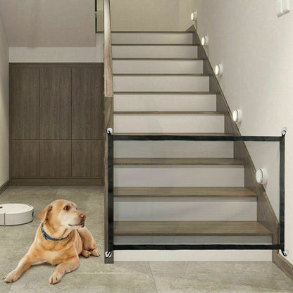 Portable Pet Safety Gate – Mesh Guard Fence for Dogs, Cats & Stairs