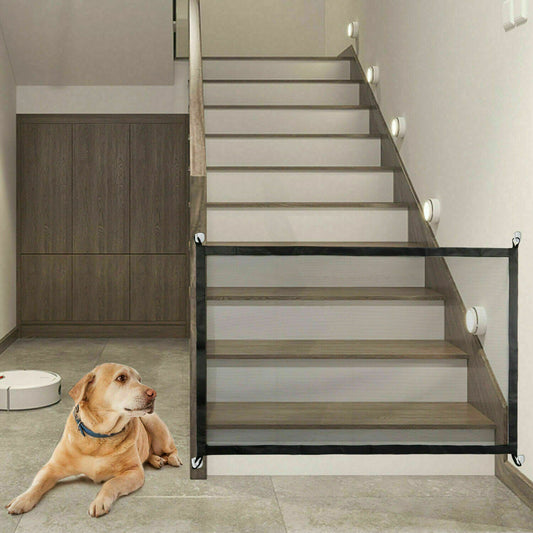 Portable Pet Safety Gate – Mesh Guard Fence for Dogs, Cats & Stairs