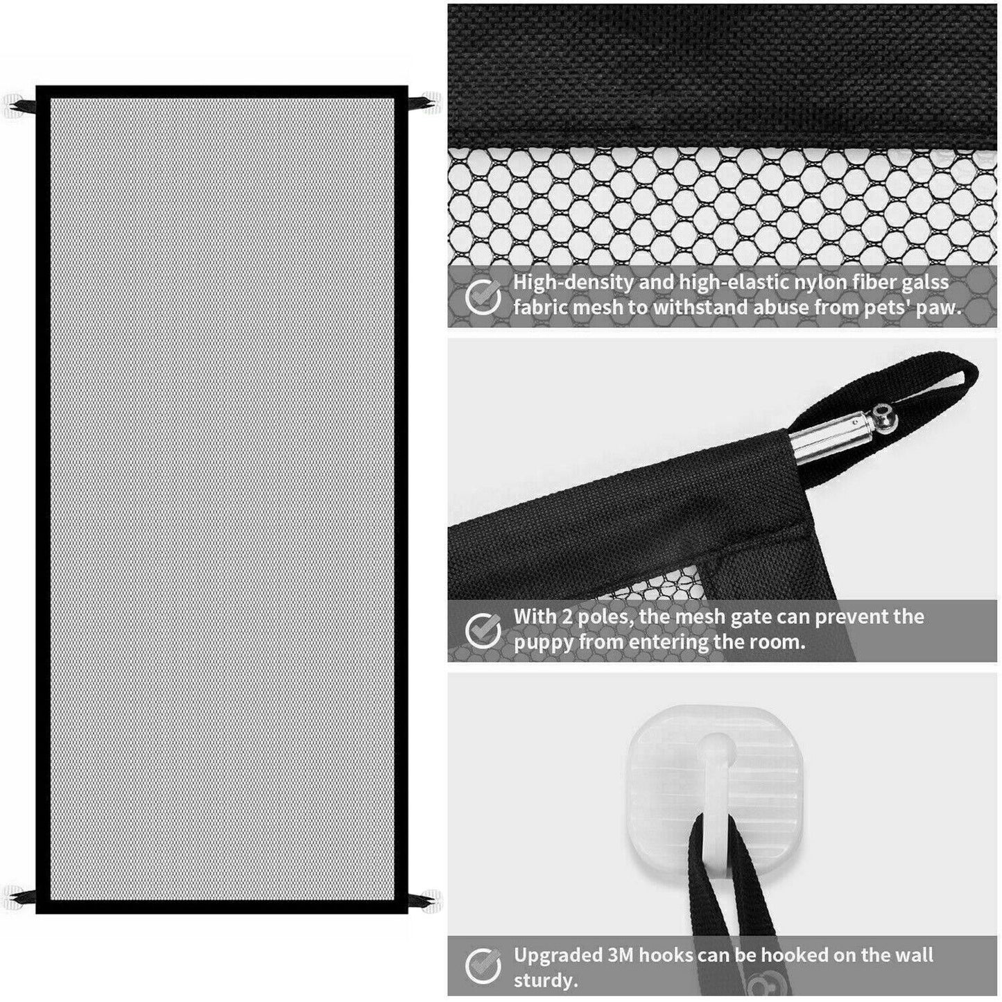 Portable Pet Safety Gate – Mesh Guard Fence for Dogs, Cats & Stairs