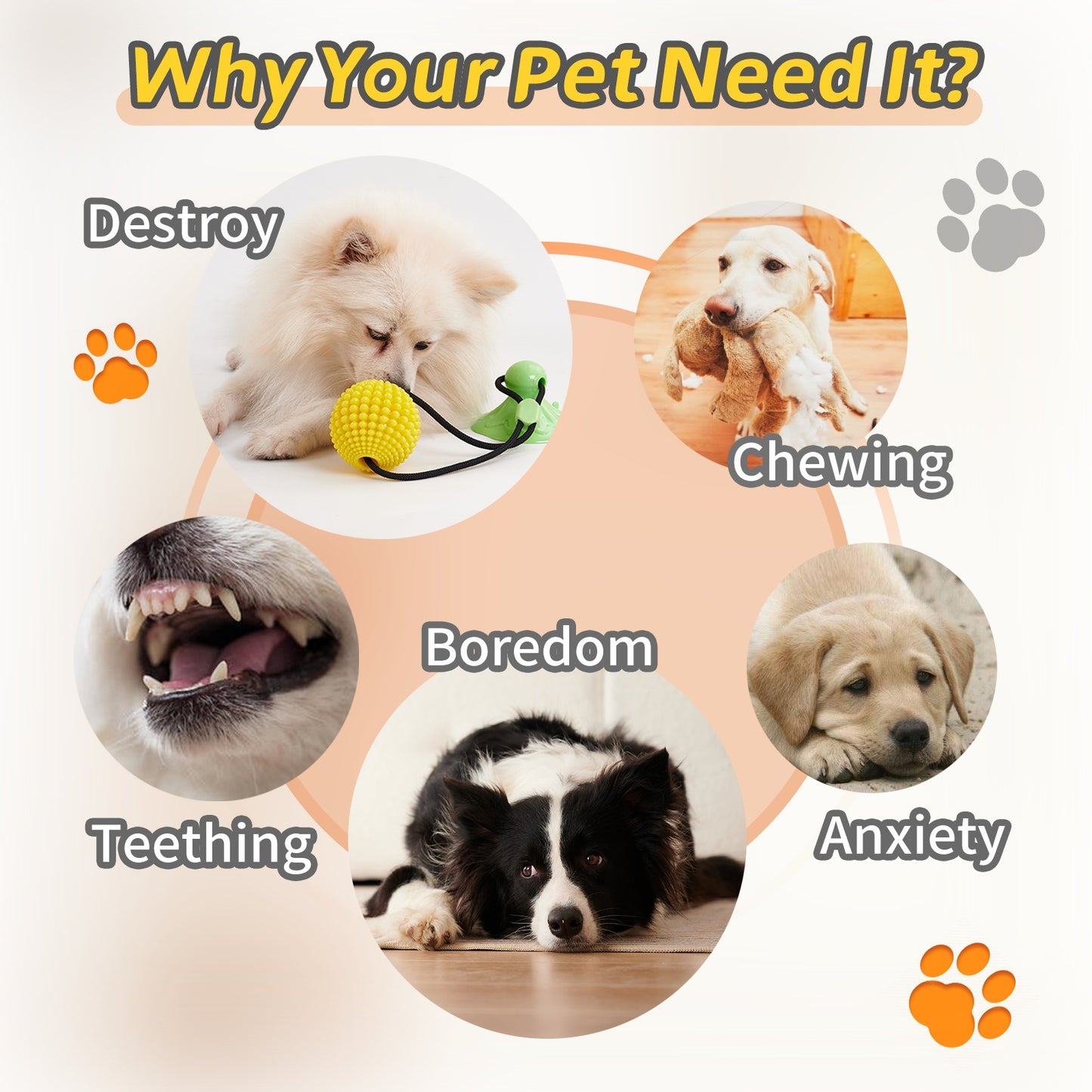 Corn Ball Dog Chew Toy with Suction Cup – Tug-of-War, Teething & Teeth Cleaning Toy for Medium & Large Dogs