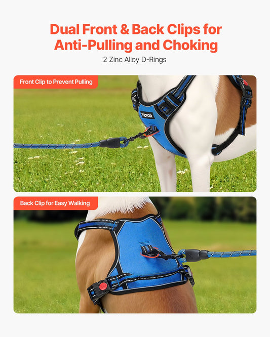 No-Pull Dog Harness for Large Dogs – Adjustable Vest with Handle, Reflective Stitching, 5ft Leash and Metal Rings – Perfect for Walking, Hiking, and Training