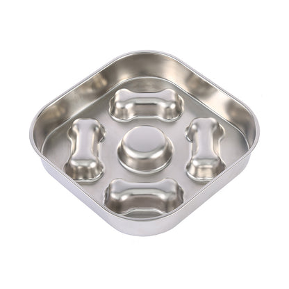 Non-Slip Metal Slow Feeder Dog Bowl – Heart & Bone Design for Small, Medium & Large Dogs