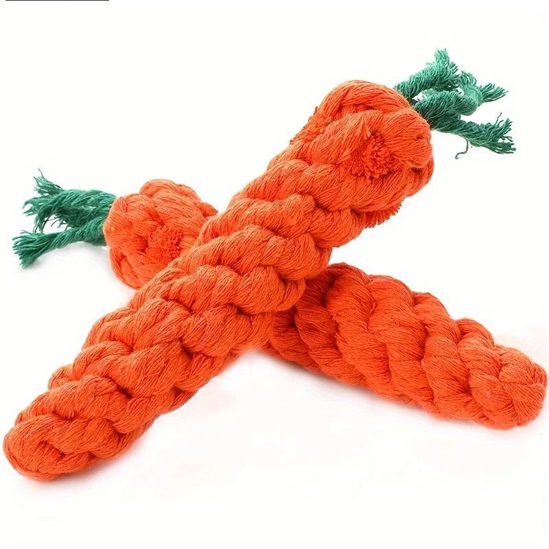Pet Chew Toy With Carrot Cotton Rope For Small Dogs Durable Knot Toy Interactive Play And Teeth Cleaning For Dogs And Cats