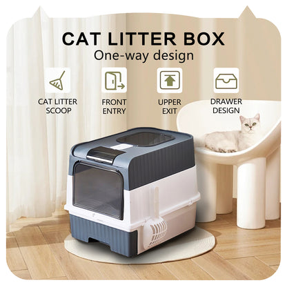 Super Large Capacity Cat Litter Box Easy to Clean Odorless Leak-Proof Comfortable Pet Toilet