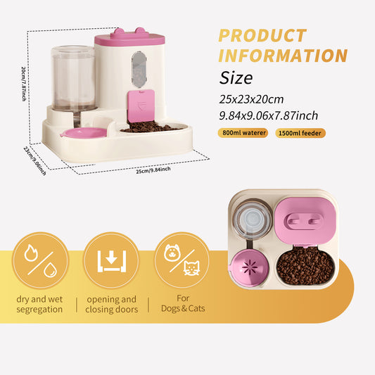 Fully Automatic 2-in-1 Cat Food & Water Dispenser – Keep Your Kitty Happy & Hydrated!