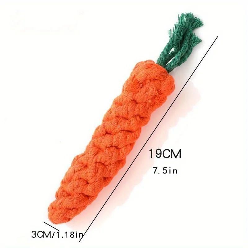 Pet Chew Toy With Carrot Cotton Rope For Small Dogs Durable Knot Toy Interactive Play And Teeth Cleaning For Dogs And Cats