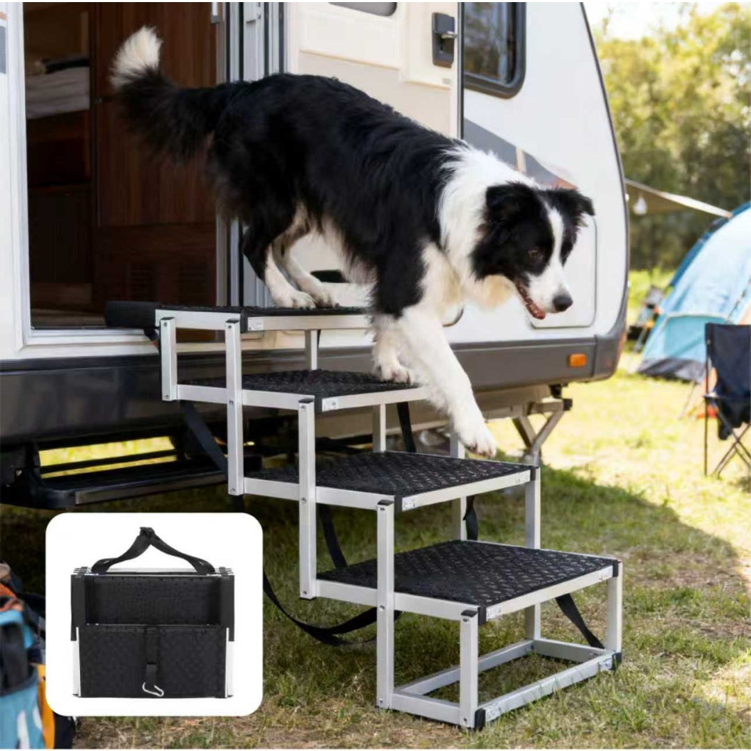 Foldable Dog Ramp for Cars & SUVs – Portable Non-Slip Stairs for Large Dogs, Supports Up to 250lbs