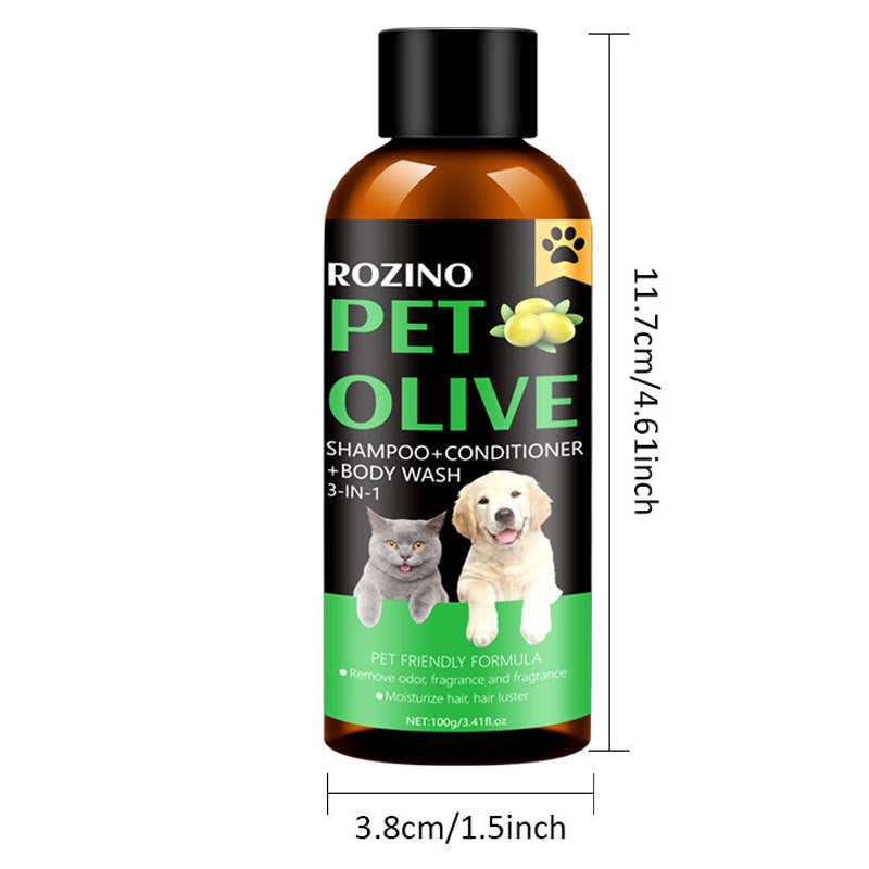 3-in-1 Olive Pet Shampoo for Dogs & Cats – Deodorizing, Mite Care & Long-Lasting Freshness