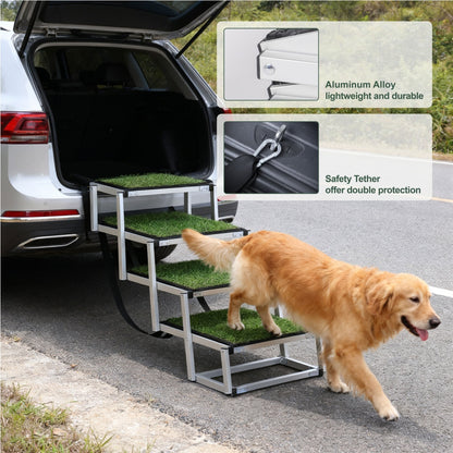Foldable Dog Ramp for Cars & SUVs – Portable Non-Slip Stairs for Large Dogs, Supports Up to 250lbs