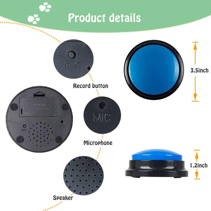 Voice Recording Pet Training Button – 30-Second Playback Buzzer for Dogs, Interactive Clicker Toy