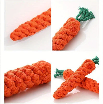 Pet Chew Toy With Carrot Cotton Rope For Small Dogs Durable Knot Toy Interactive Play And Teeth Cleaning For Dogs And Cats