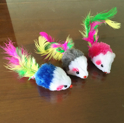 Colored Feather Tail Mouse Toy Interactive Cat Toy Pet Supplies Fun Chase Toy For Kittens And Cats