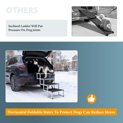 Foldable Dog Ramp for Cars & SUVs – Portable Non-Slip Stairs for Large Dogs, Supports Up to 250lbs