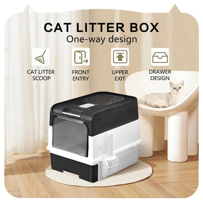 Super Large Capacity Cat Litter Box Easy to Clean Odorless Leak-Proof Comfortable Pet Toilet