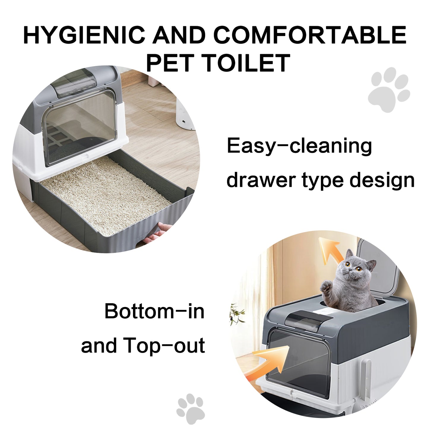 Super Large Capacity Cat Litter Box Easy to Clean Odorless Leak-Proof Comfortable Pet Toilet