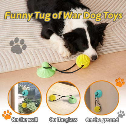 Corn Ball Dog Chew Toy with Suction Cup – Tug-of-War, Teething & Teeth Cleaning Toy for Medium & Large Dogs