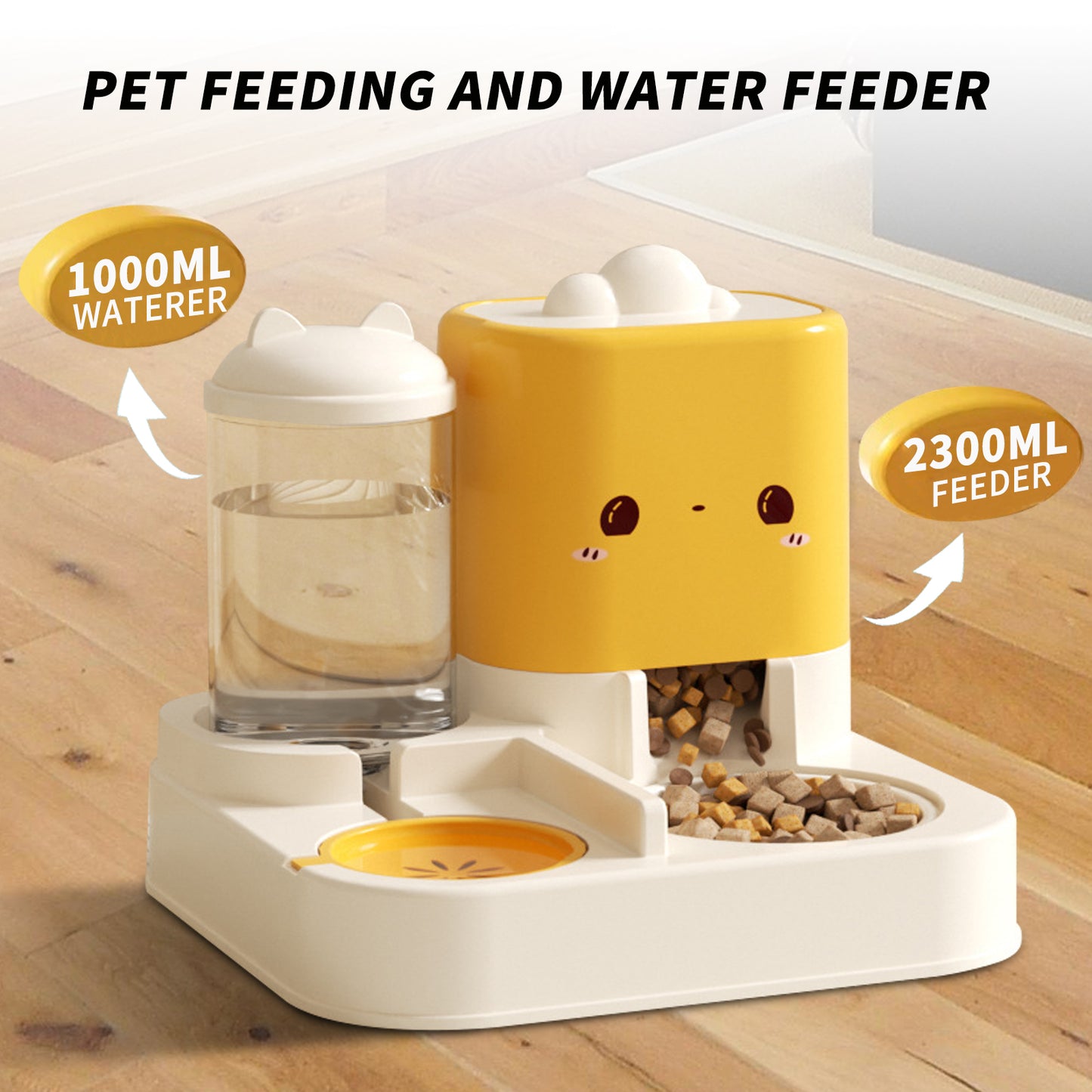 Super Cute Pink Cartoon Pet Feeder and Water Dispenser Large Capacity for Happy and Hydrated Pets