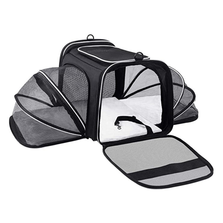 Airline Approved Expandable Cat Carrier – Foldable Soft-Sided Pet Travel Bag with Reflective Safety Strips
