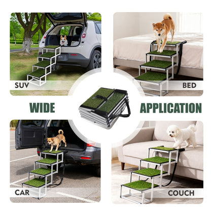 Foldable Dog Ramp for Cars & SUVs – Portable Non-Slip Stairs for Large Dogs, Supports Up to 250lbs