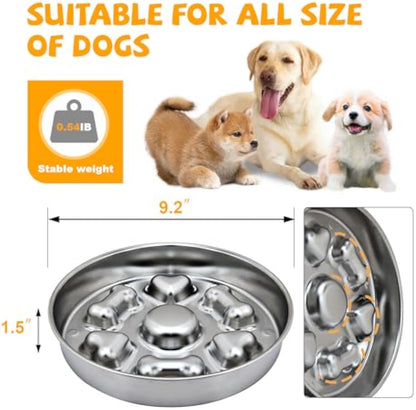 Non-Slip Metal Slow Feeder Dog Bowl – Heart & Bone Design for Small, Medium & Large Dogs