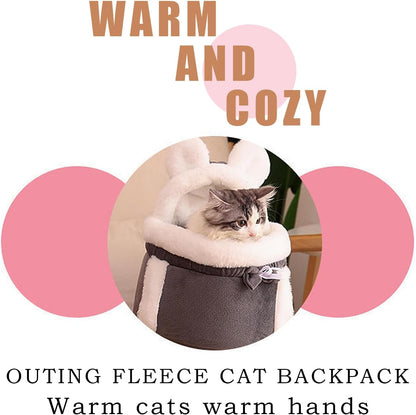 Warm Double-Pocket Cat Carrier Backpack – Front Pack Pet Carry Bag for Dogs & Cats