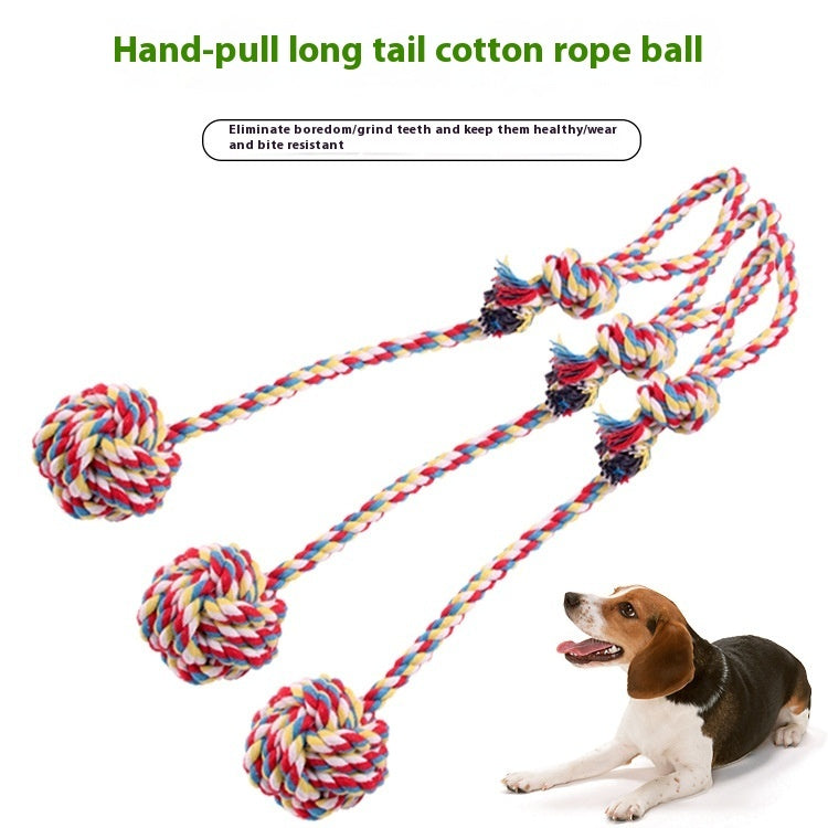 Pet Bite Rope Hand Pull Drag Ball Cotton Rope Toy Durable Chew Tug Toy For Dogs Interactive Training Play