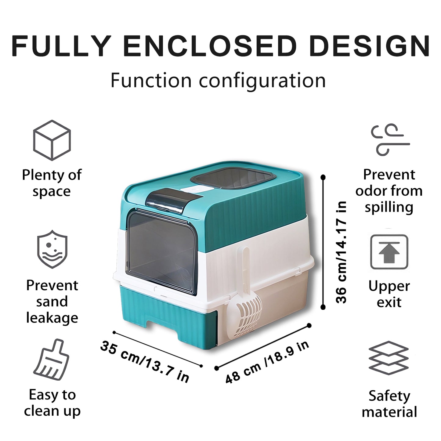 Super Large Capacity Cat Litter Box Easy to Clean Odorless Leak-Proof Comfortable Pet Toilet