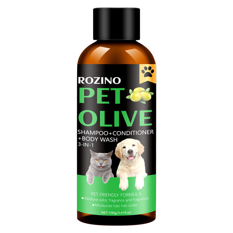 3-in-1 Olive Pet Shampoo for Dogs & Cats – Deodorizing, Mite Care & Long-Lasting Freshness