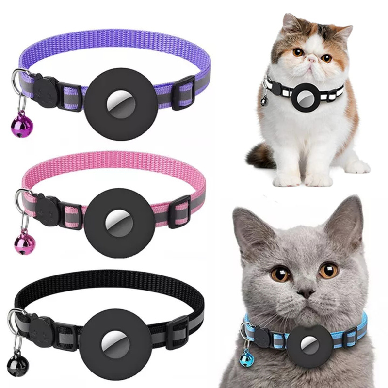 Reflective Waterproof AirTag Collar Holder With Nylon Collar For Cats Dogs Kittens Puppies Secure Protective Case Pet Tracking Accessory