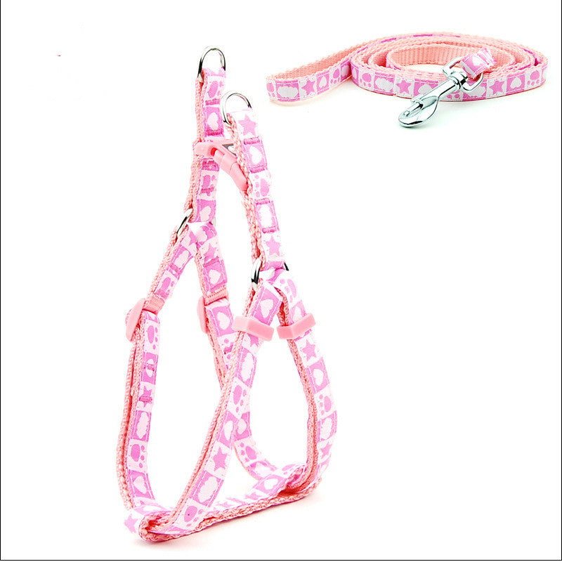 Summer Dog Harness and Leash Set – Cute Bone Print Pet Walking Set
