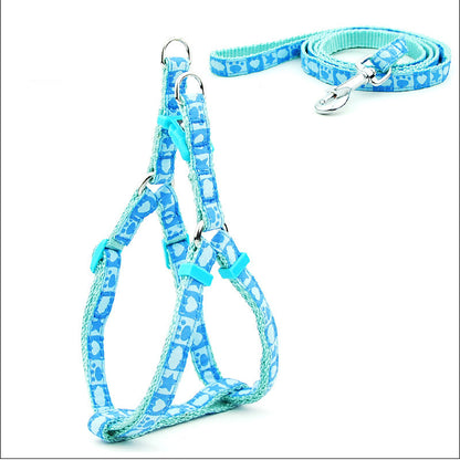 Summer Dog Harness and Leash Set – Cute Bone Print Pet Walking Set