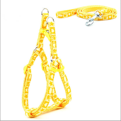 Summer Dog Harness and Leash Set – Cute Bone Print Pet Walking Set