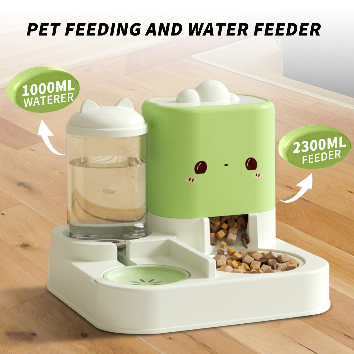 Super Cute Pink Cartoon Pet Feeder and Water Dispenser Large Capacity for Happy and Hydrated Pets