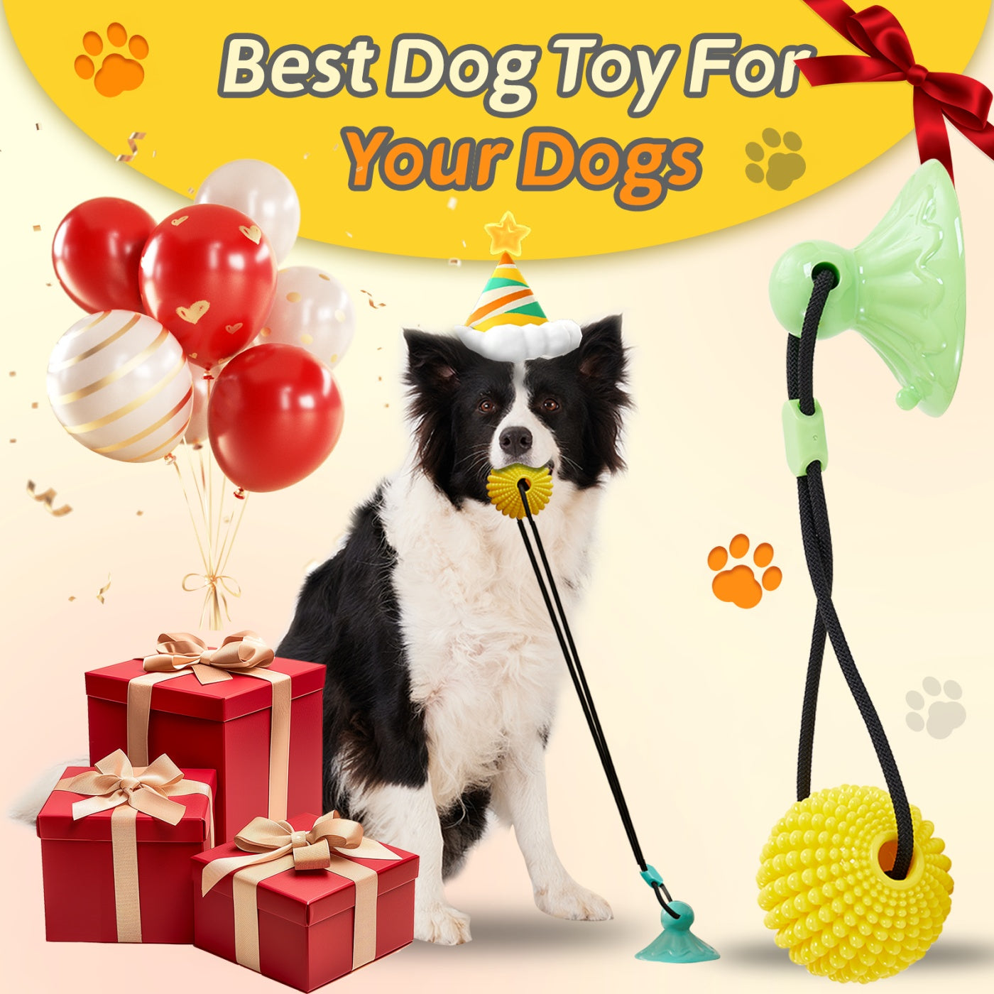 Corn Ball Dog Chew Toy with Suction Cup – Tug-of-War, Teething & Teeth Cleaning Toy for Medium & Large Dogs
