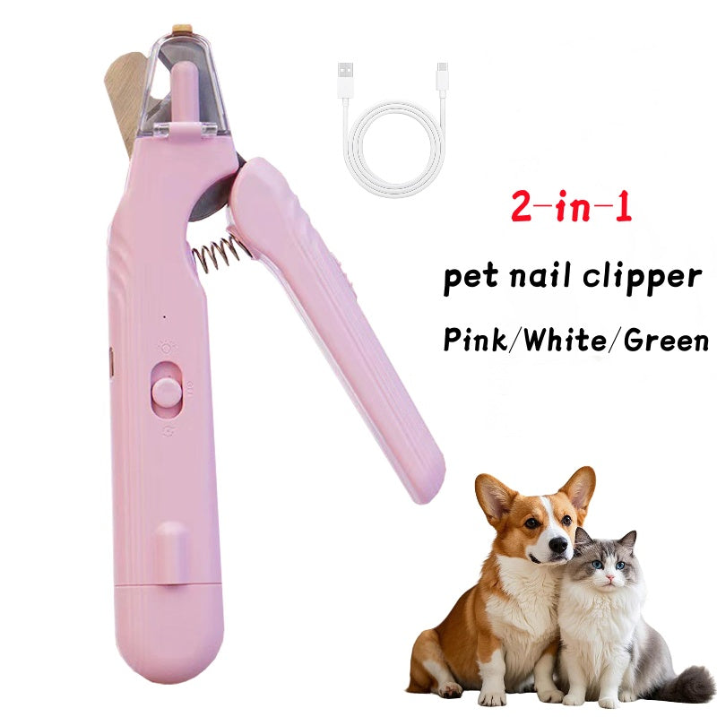 2-in-1 Pet Nail Clippers with LED Light – Dog & Cat Paw Nail Trimmer with Blood Line Guard