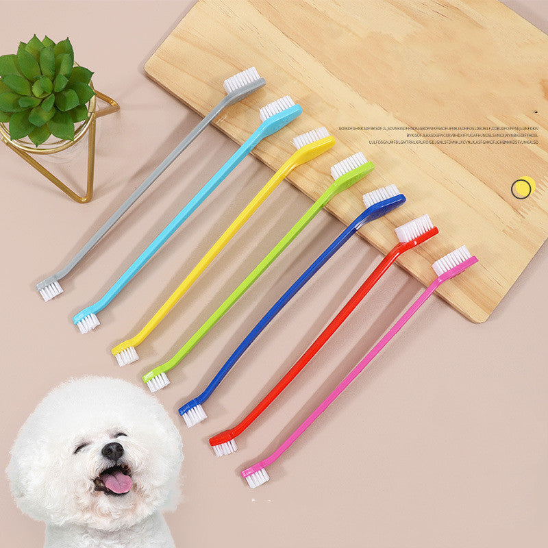 Long-Handle Double-Head Pet Toothbrush – Dog & Cat Dental Care Tool