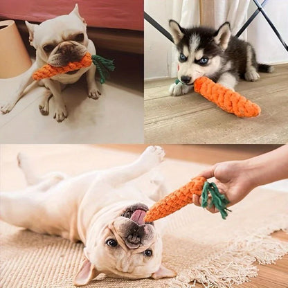 Pet Chew Toy With Carrot Cotton Rope For Small Dogs Durable Knot Toy Interactive Play And Teeth Cleaning For Dogs And Cats