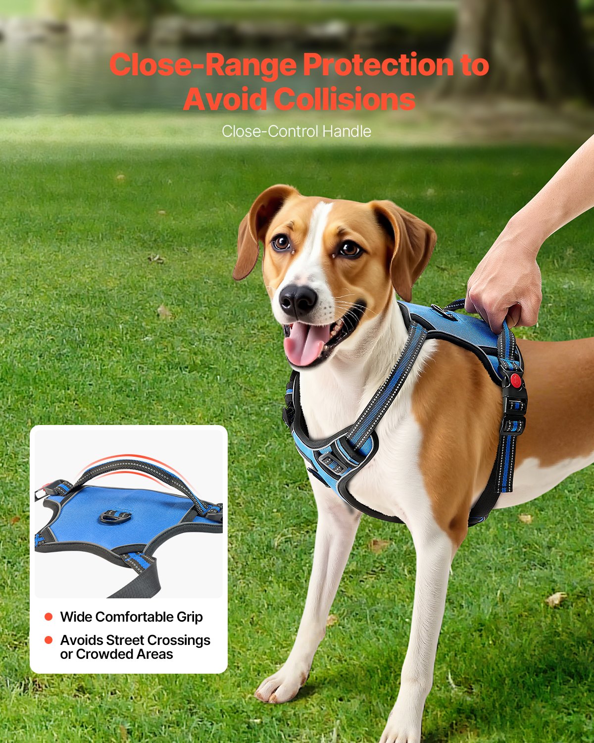 No-Pull Dog Harness for Large Dogs – Adjustable Vest with Handle, Reflective Stitching, 5ft Leash and Metal Rings – Perfect for Walking, Hiking, and Training