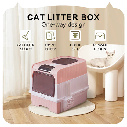 Super Large Capacity Cat Litter Box Easy to Clean Odorless Leak-Proof Comfortable Pet Toilet